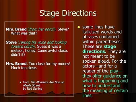 what is the purpose of stage directions in a play and how does it affect the interpretation of a character's actions?